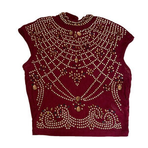 BANJUL BURGUNDY EMBELLISHED TOP